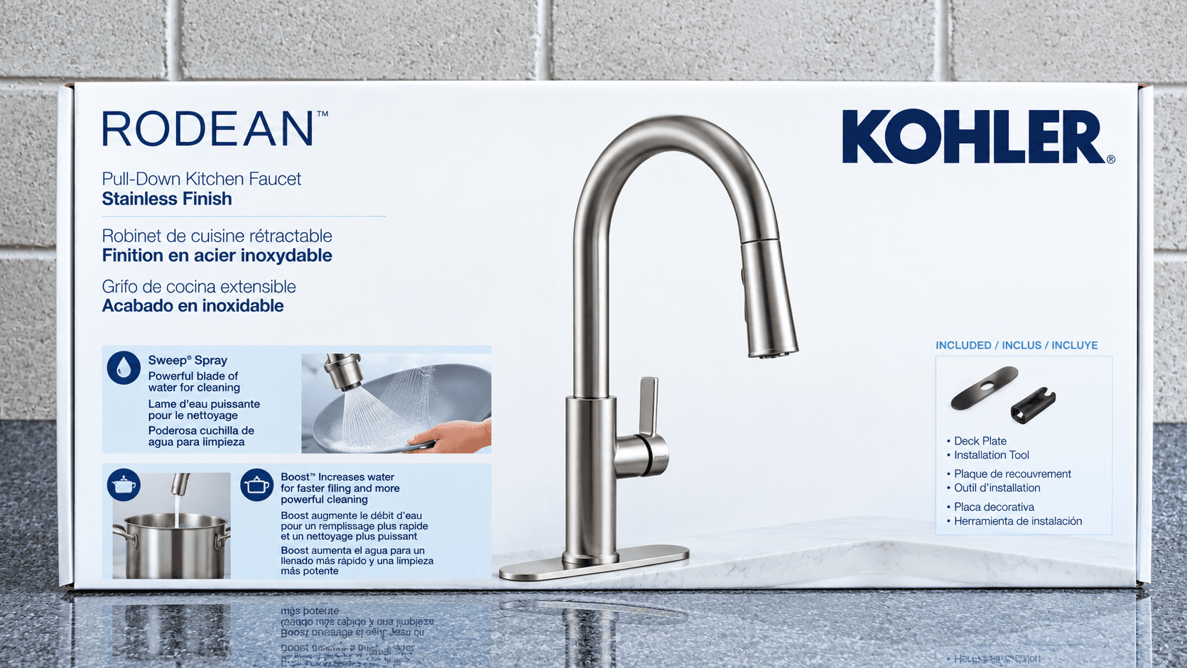 Grifo de cocina Kohler Rodean con acabado inoxidable