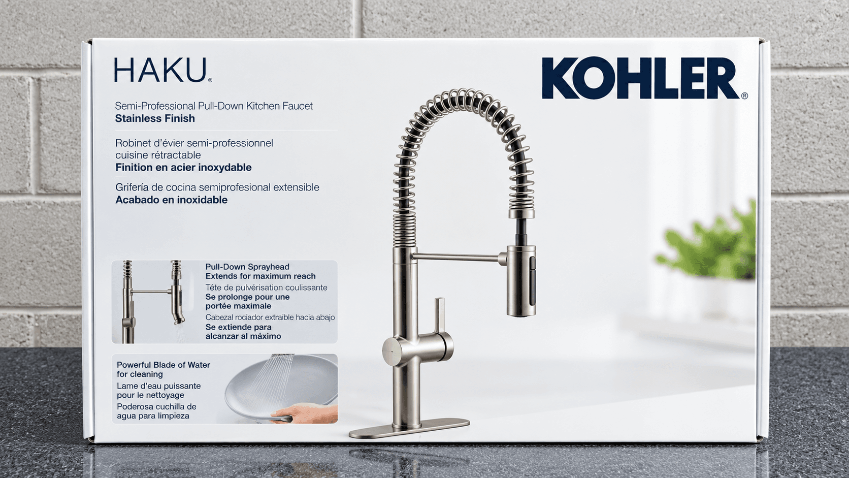 Grifo de cocina Kohler Haku con acabado inoxidable