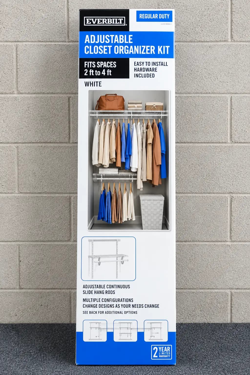 Kit organizador ajustable Everbilt para clóset, blanco